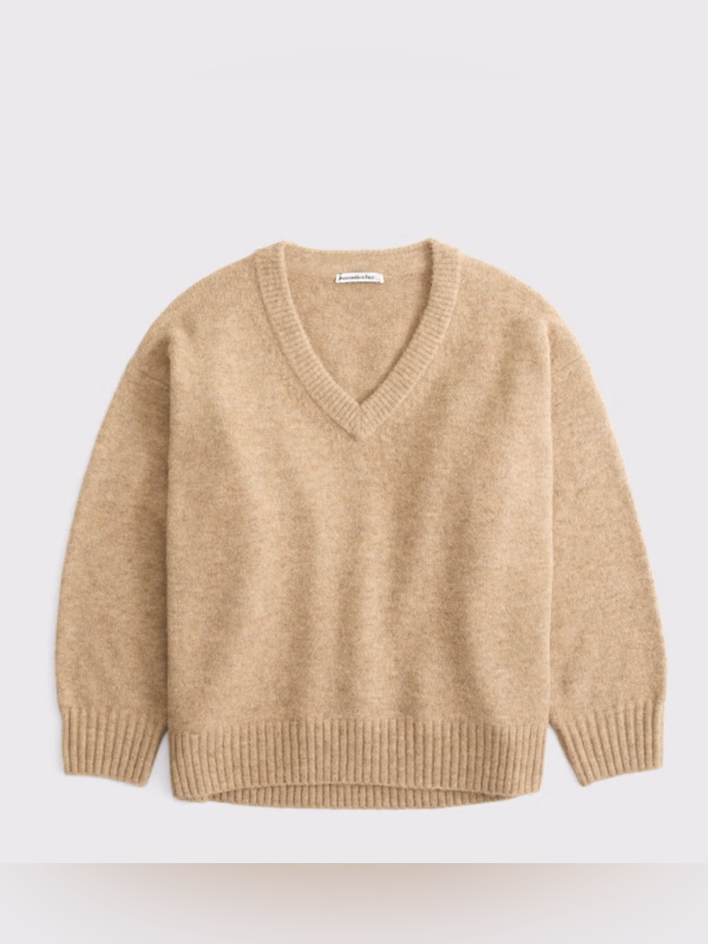 Abercrombie and Fitch V-Neck Pull Over Sweater in Camel